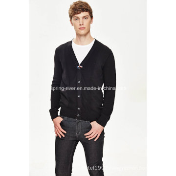 New Fashion V Neck 100%Cotton Men Cardigan